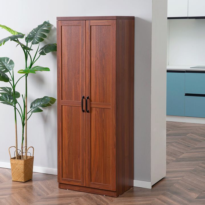 63" Brown Dining Room Cabinet: 2-Door, 5-Tier Shelving