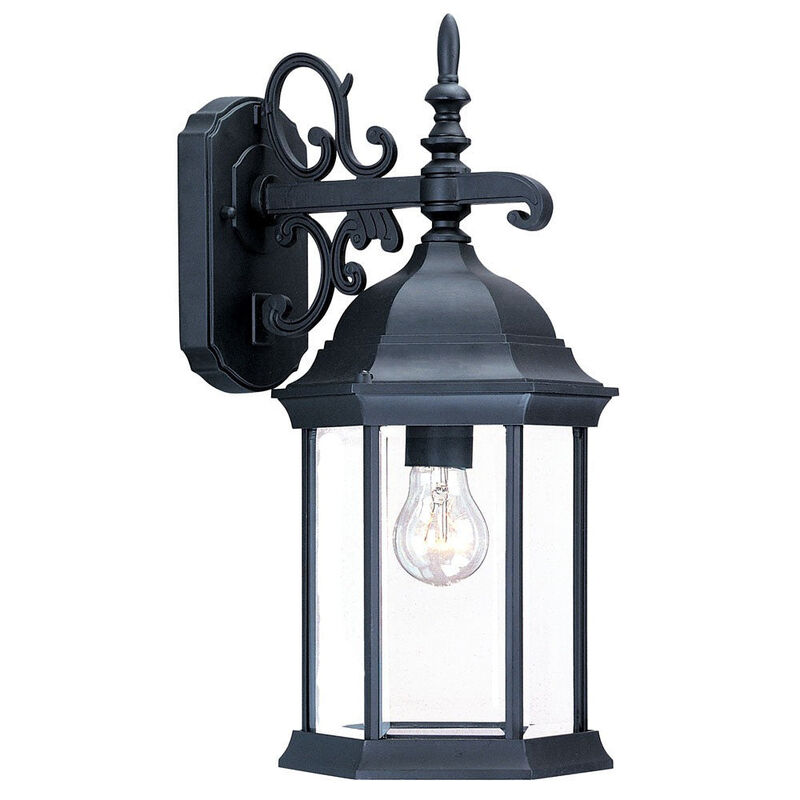 Hivvago Narrow Matte Black Domed Hanging Glass Lantern Wall Light