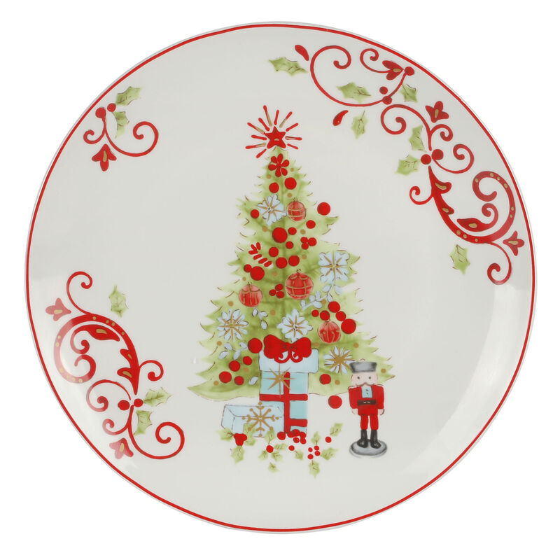 Gibson Home Festive Tree 12 Piece Porcelain Dinnerware Set