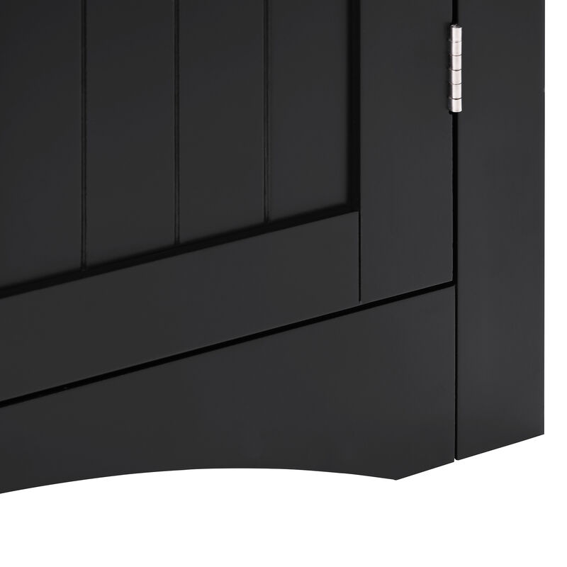 Black Wood 32.3 in.H Storage Corner Cabinet with Shelves