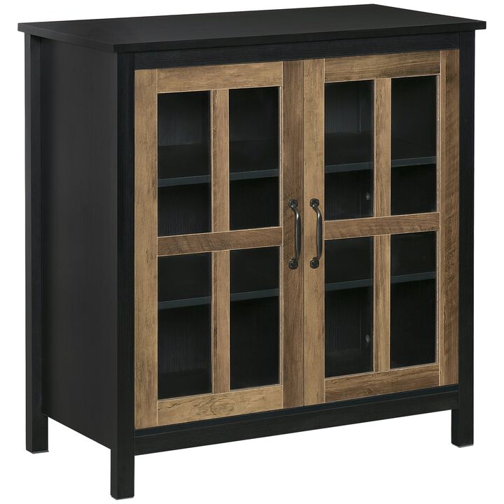 Black Wood Storage: Kitchen Sideboard with Glass Door
