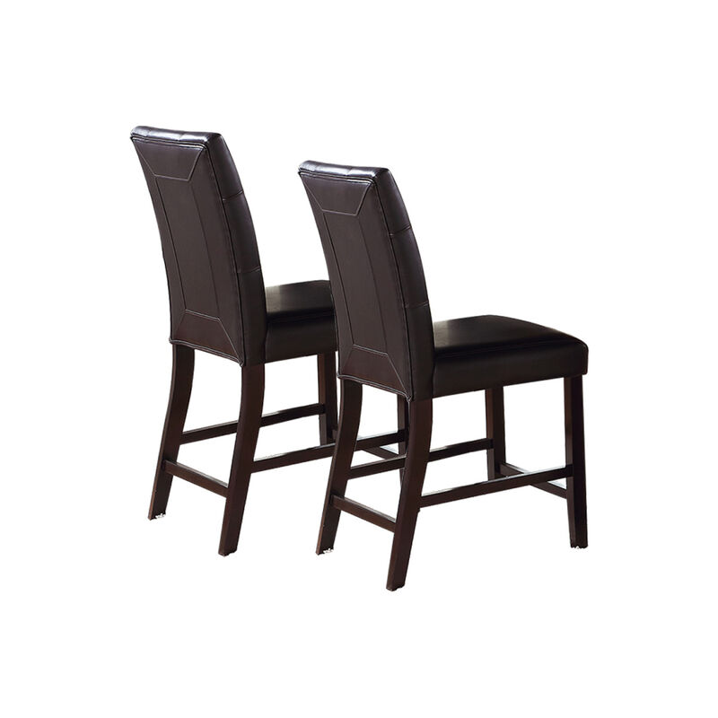 Leroux Upholstered Counter Height Chairs In Espresso Finish, Set Of 2