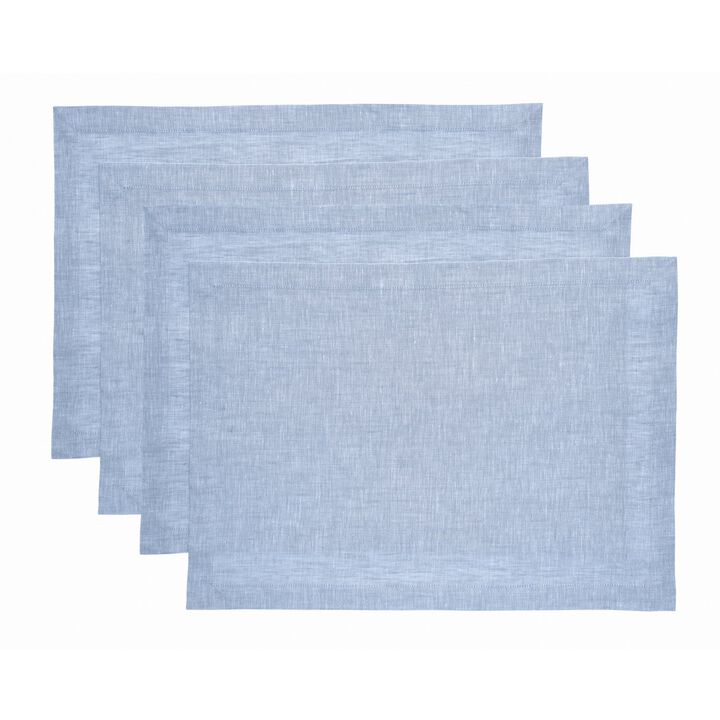 Solino Home 100% Pure Linen 14 x 19 Inch Placemats Set of 4 | Athena