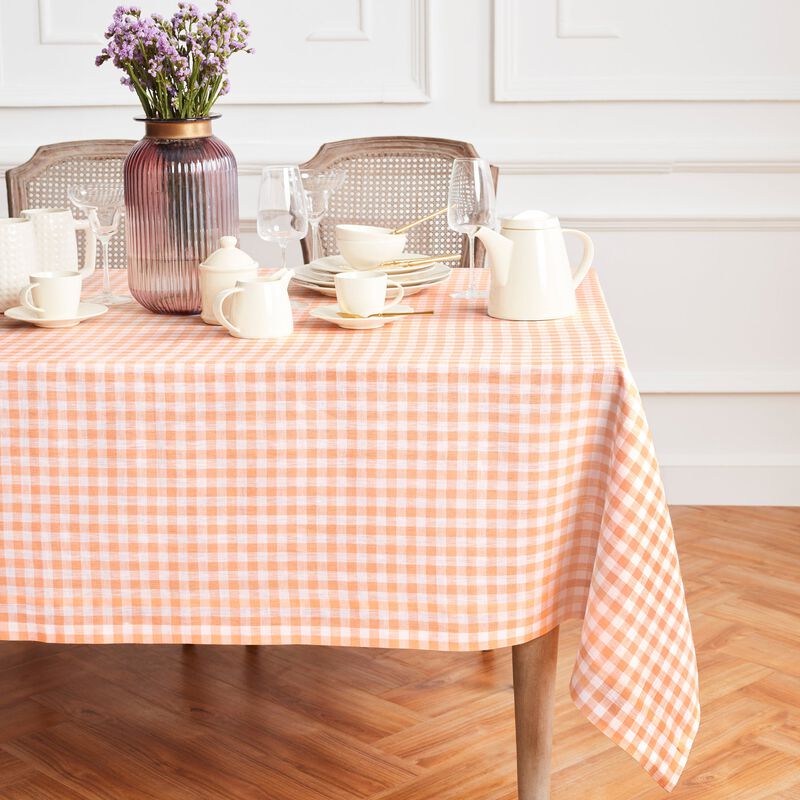 Solino Home 100% Pure Linen Tablecloth | Gingham Check