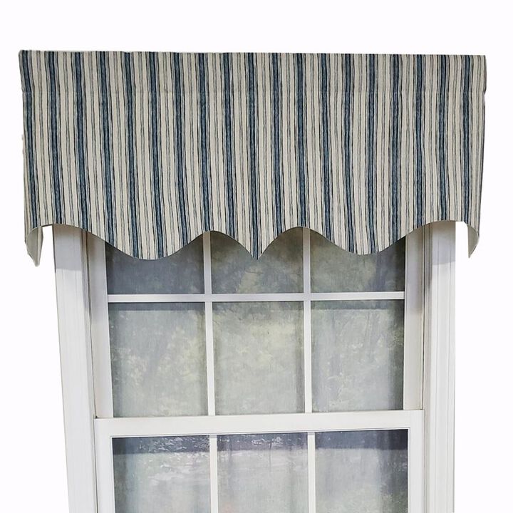 RLF Home Luxurious Modern Design Classic Brunswick Stripe Regal Style Window Valance 50" x 17" Gray