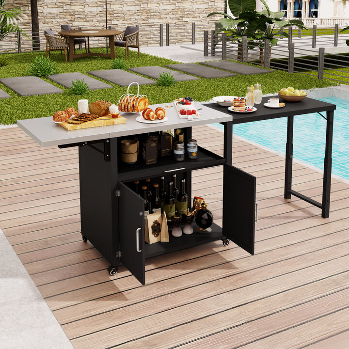 Merax Kitchen Island with Expandable Work Surfaces