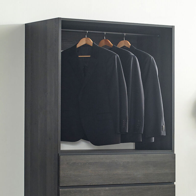 Prosper 32" Gray Wood Walk-in Closet with Four Drawers