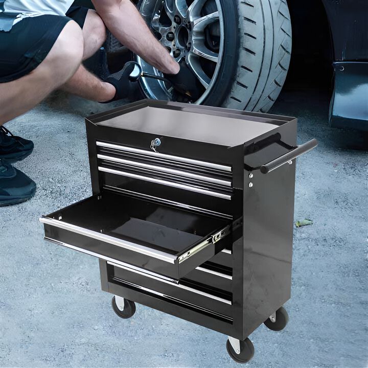 7-Drawer Multifunctional Tool Cart Mobile Storage Cabinet with Wheels for Garage & Workshop Organization