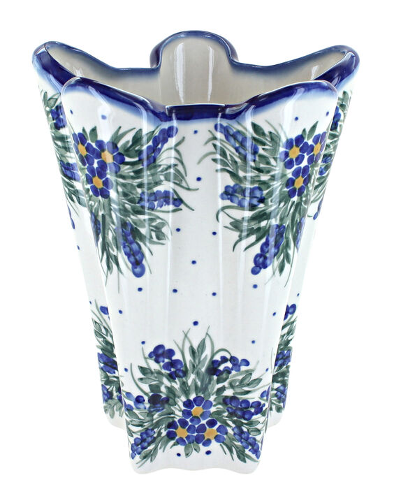 Blue Rose Polish Pottery Cherry Red Bouquet Large Vase