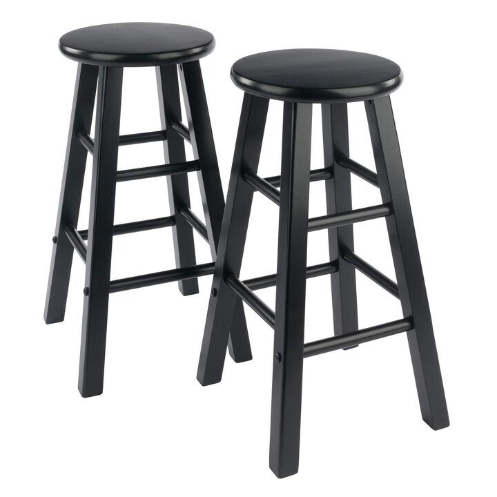 Casafoyer Wood Element Counter Stool Set - Sleek Black Finish, Versatile Design