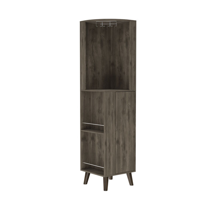 Durham 1-Drawer 2-Shelf Corner Bar Cabinet Dark Brown