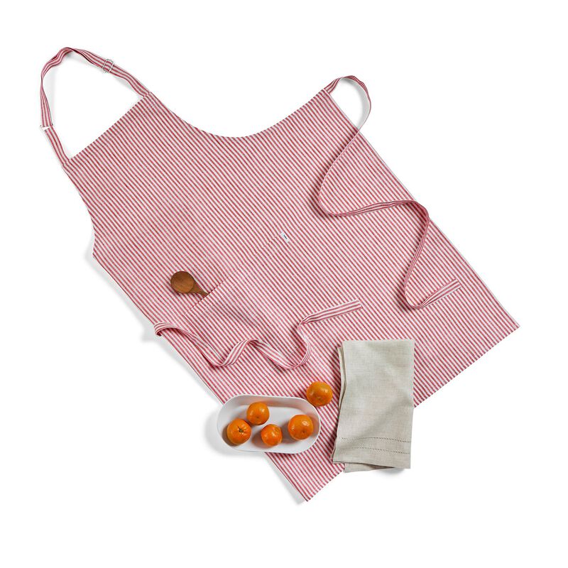 Solino Home 100% Pure Linen Full Midi Apron 38 x 36 Inch
