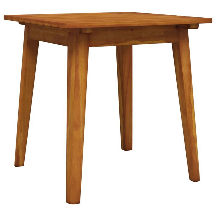 3pc Outdoor Tea Table Set, 2 Chair, Slatted Solid Brown Acacia Wood - Benzara