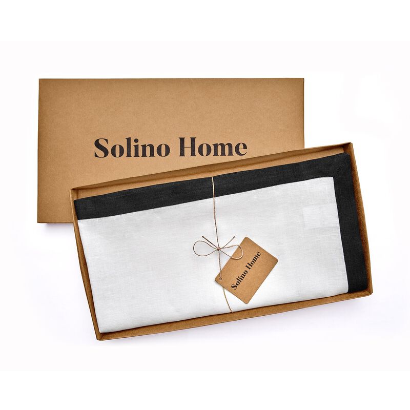 Solino Home 100% Pure Linen Table Throw 52 x 52 Inch | Classic for Thanksgiving, Christmas