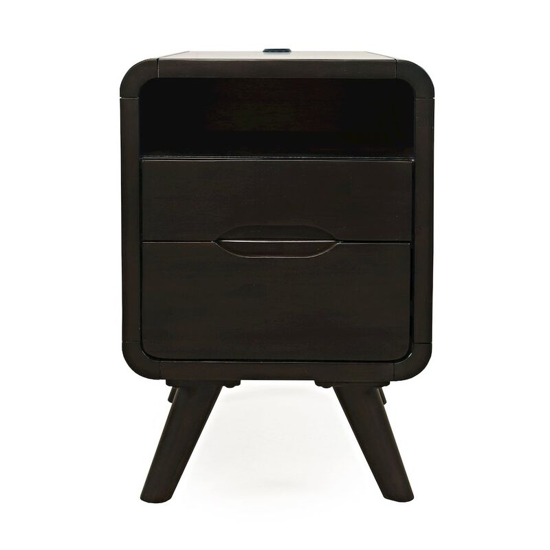 Jofran Marlowe Mid-Century Modern USB Charging Curved Chairside End Table