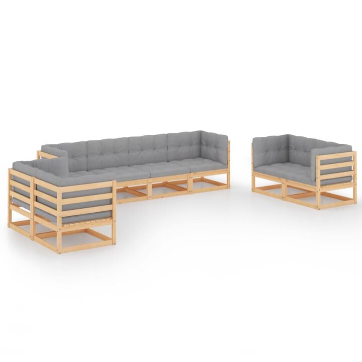 vidaXL 8 Piece Garden Lounge Set with Cushions Solid Pinewood