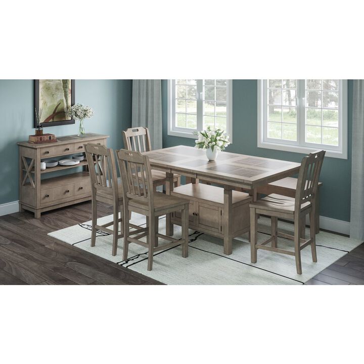 Jofran Solid Wood Slatback Handle Counter Height Barstool (Set of 2)