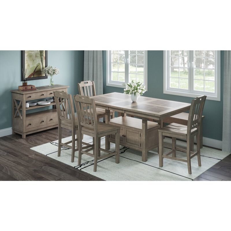 Jofran Solid Wood Slatback Handle Counter Height Barstool (Set of 2)