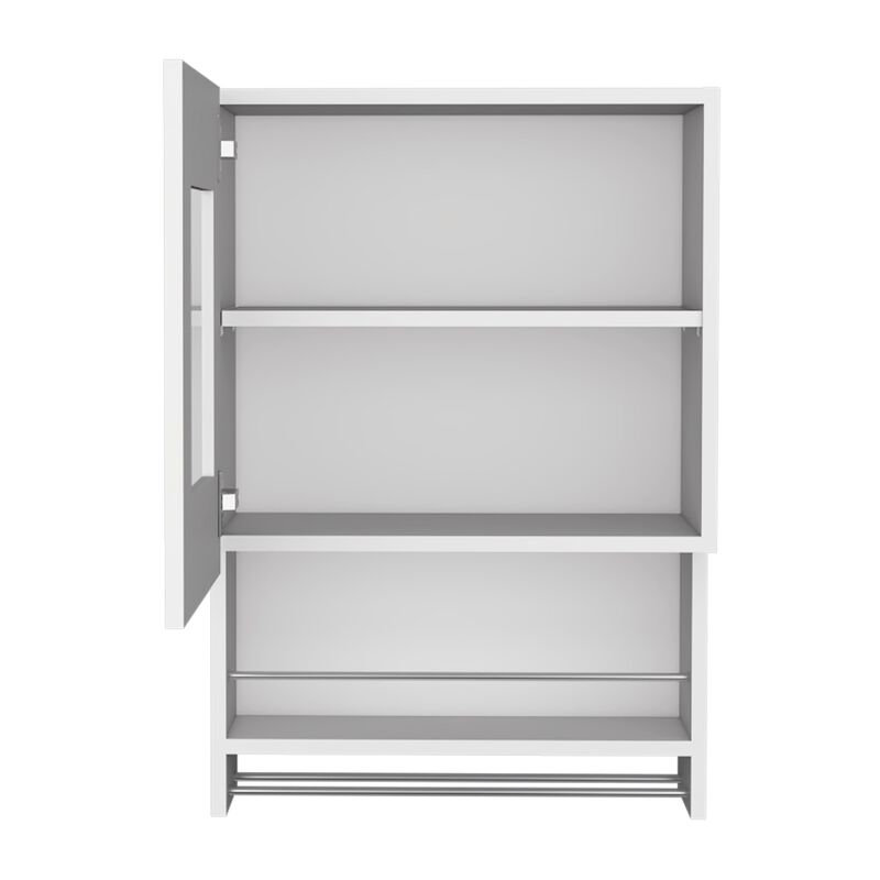 DEPOT E-SHOP Ithaca Kitchen Wall Cabinet with Towel and Spice Rack, White