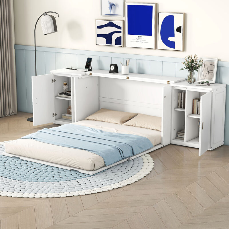 Merax Murphy Bed Cabinet with Shelves