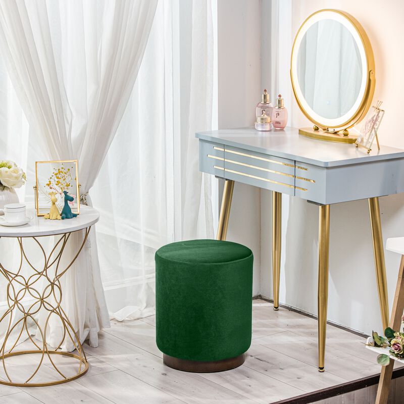 Brown Wooden Base Living Room Pouf