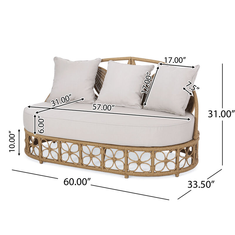 Merax Outdoor Sofa Daybed with 3 Pillows