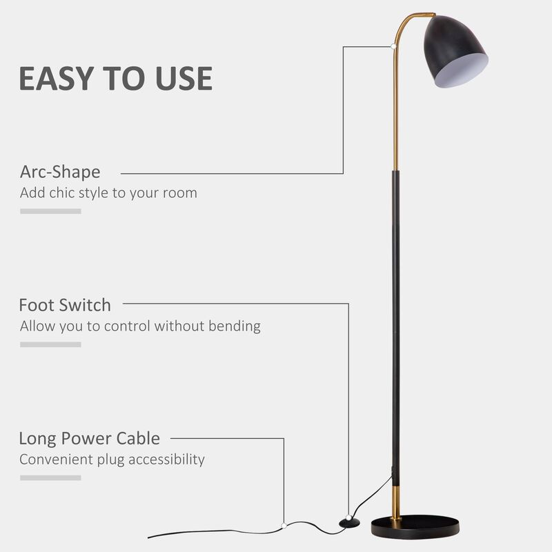 Ebony Gold Floor Lamp: Arc Illumination with Circular Base