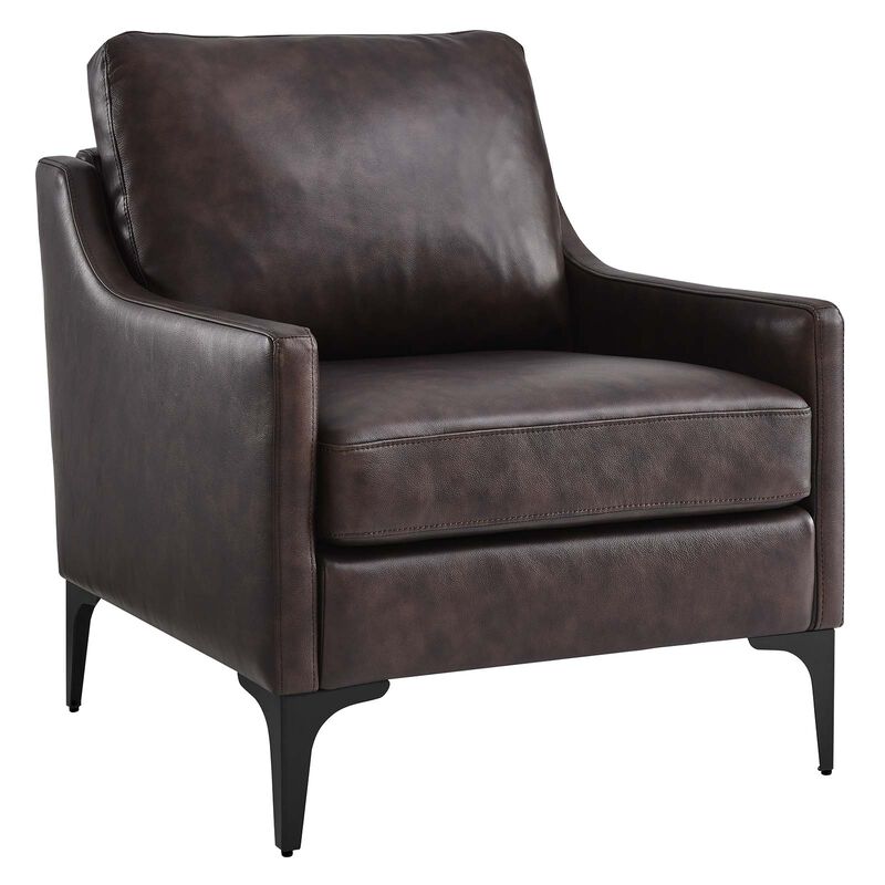 Corland Leather Armchair Brown