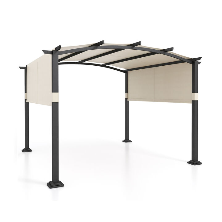 Patio Garden Shelter with Retractable Sunshade Canopy