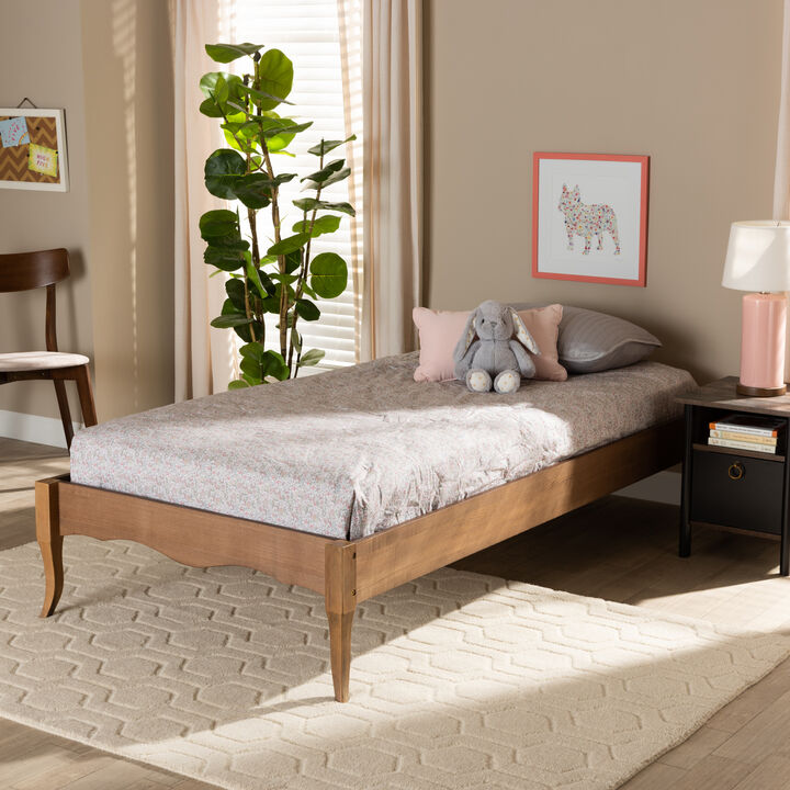 Baxton Studio Marieke Vintage Ash Walnut Finished Wood Twin Size Platform Bed Frame