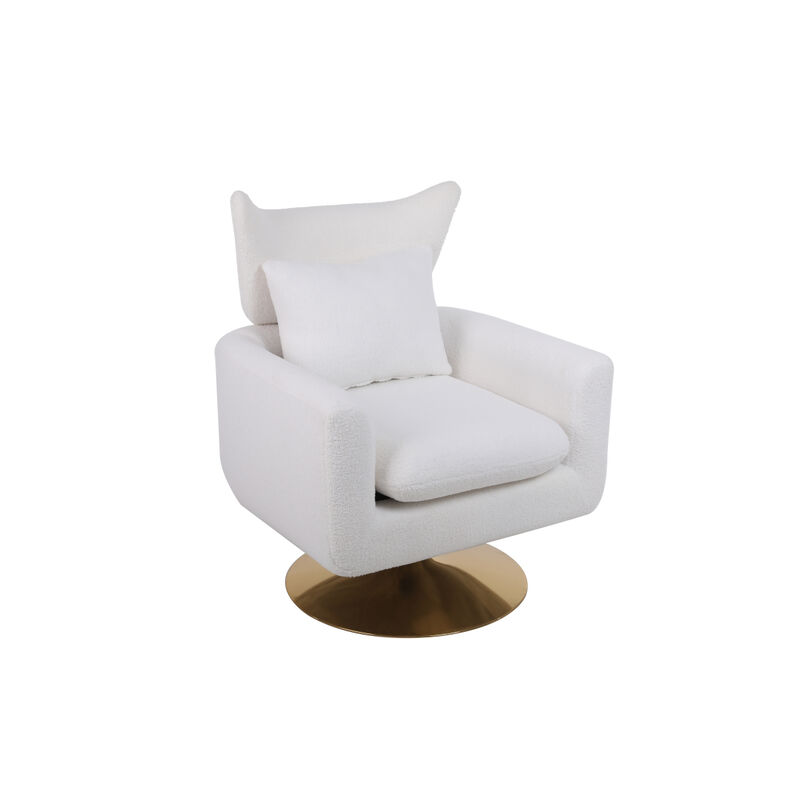 Classic Mid-Century 360-Degree Swivel Accent Chair, Teddy Fabric
