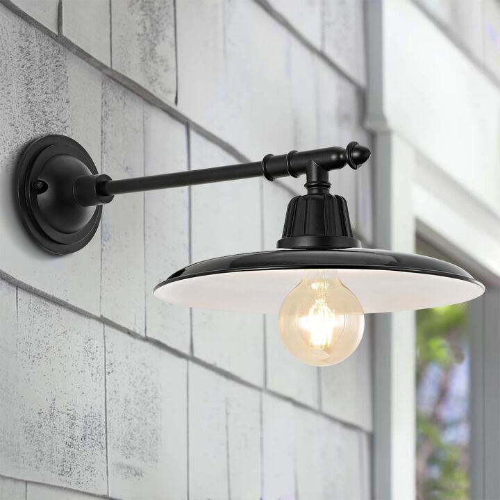 Bonner Farmhouse Industrial Indoor/Outdoor Iron LED Victorian Arm Outdoor Sconce