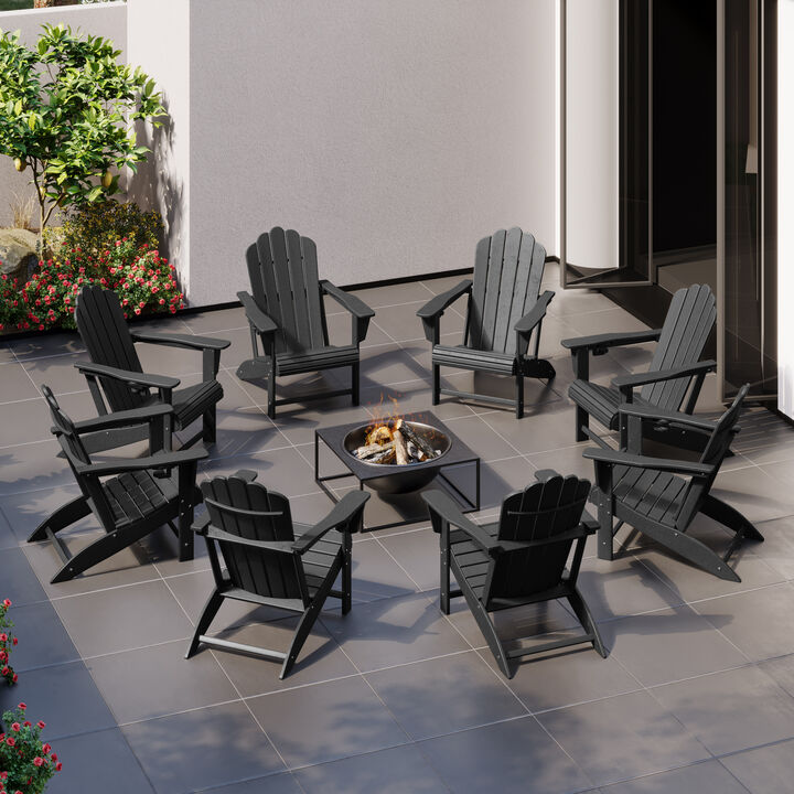 WestinTrends Outdoor Patio HDPE Adirondack Chairs With Cup Holders (Set of 8)