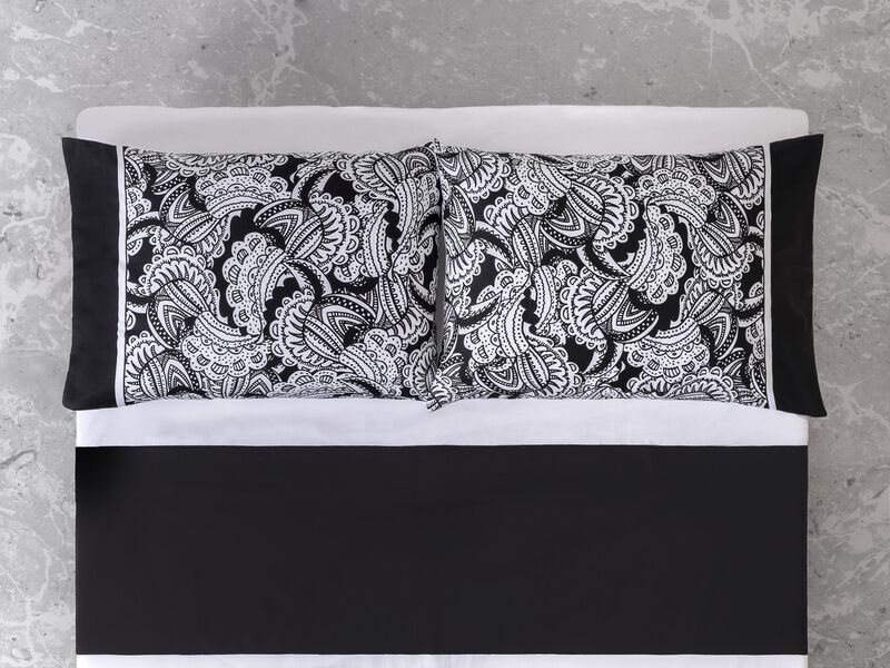 Brooks Brothers Black & White Paisley Cotton Sateen Pillowcase Pair
