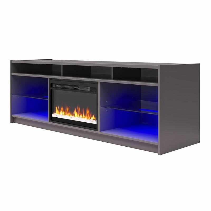 Ameriwood Home Luna Fireplace Space Heater TV Stand for TVs up to 75", Graphite Gray