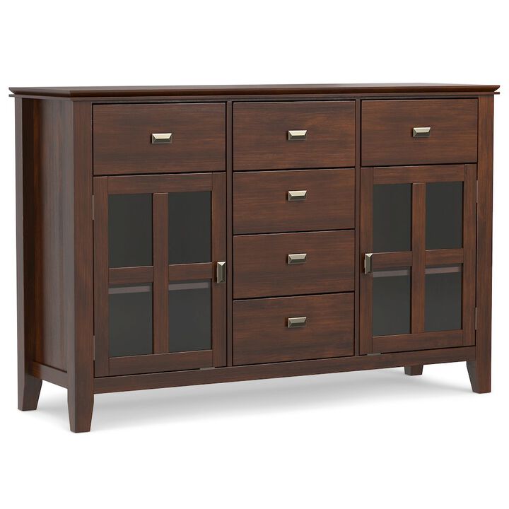 Simpli Home Artisan Solid Wood Sideboard Buffet In Russet Brown