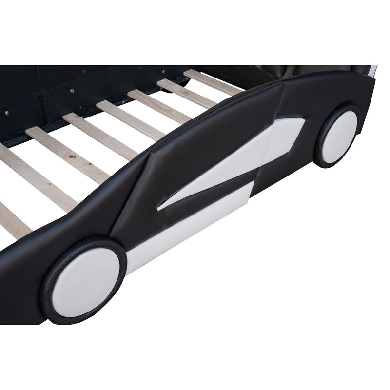 Merax Race Car-Shaped Platform Bed with Wheels