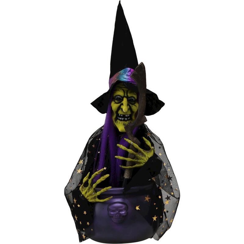 Haunted Hill Farm 17.3 Animated  Witch and Cauldron