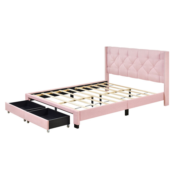 Streamdale Queen Upholstered Platform Storage Bed (Pink)