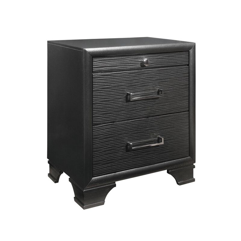 Hivvago Grey Nightstand With 3 Drawers