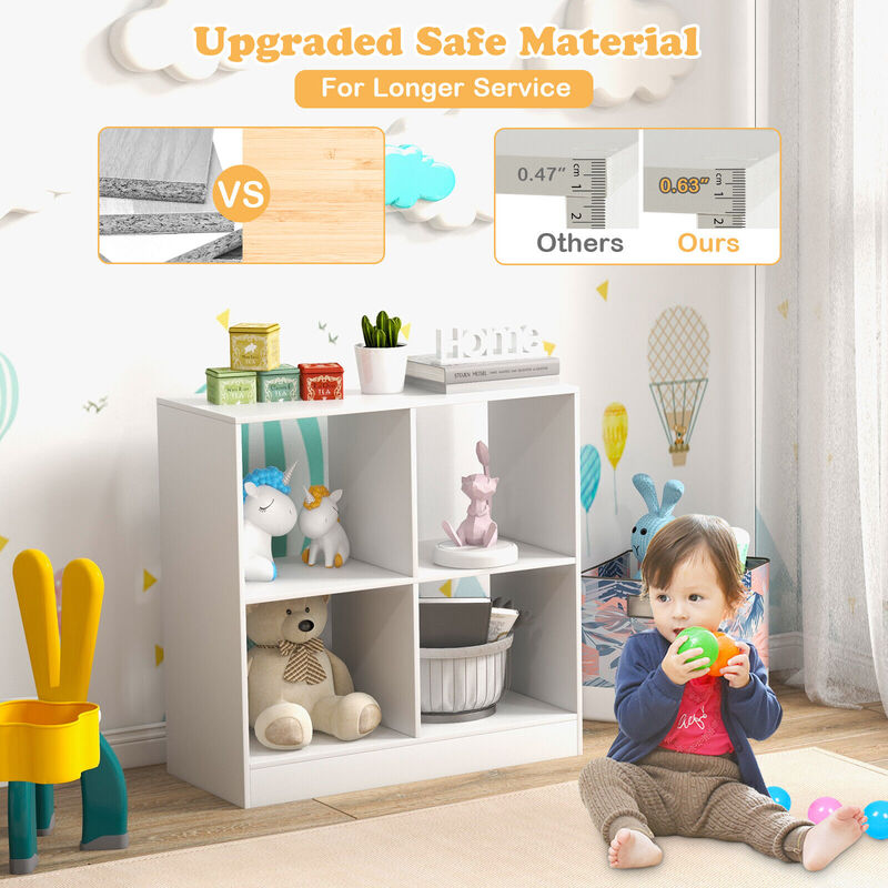 4-Cube Kids Bookcase with Open Shelves
