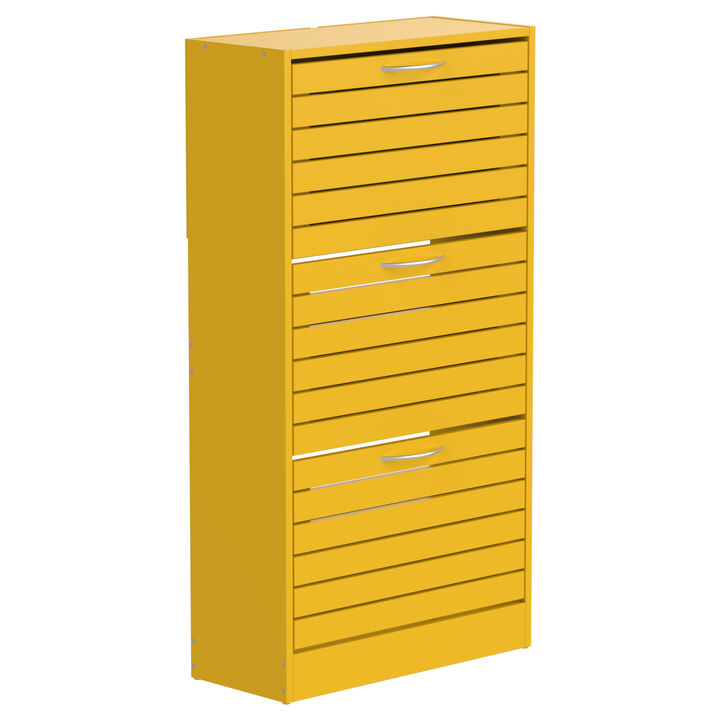 42.3 in. H x 22.4 in. W Yellow Wooden Shoes Storage Cabinet, with 3-Drawers for Entryway Hallway