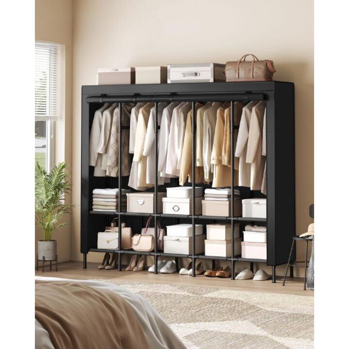 Spacious Wardrobe Closet with Hanging Rails for Organized Clothing Storage