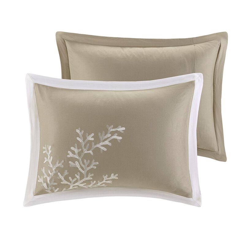 Gracie Mills Douglass 6-Peice Cotton Jaquard Comforter Set with Coral Embroidery