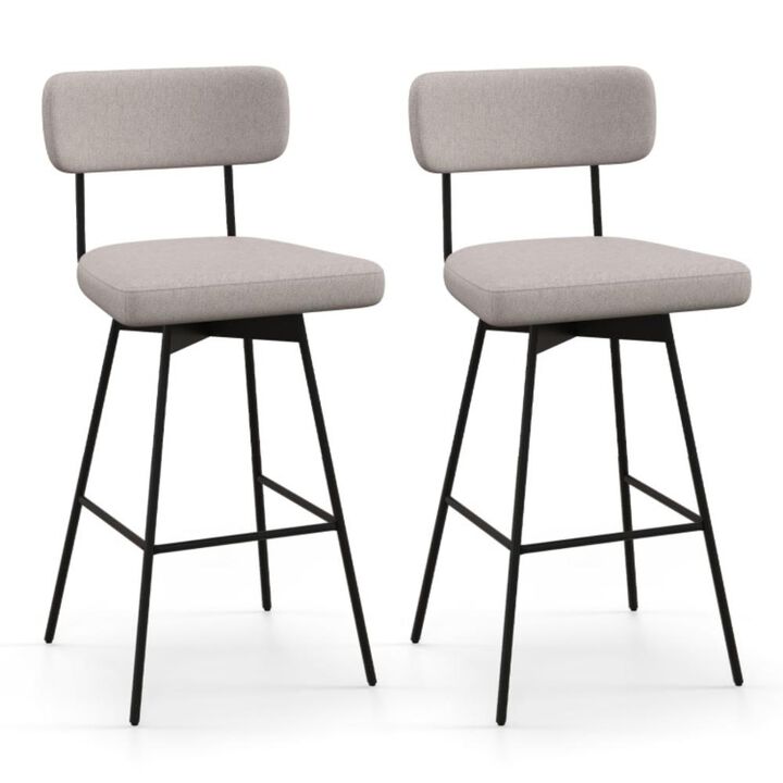 Hivvago 25 Inch Counter Height Upholstered Swivel Bar Stool Set of 2-beige