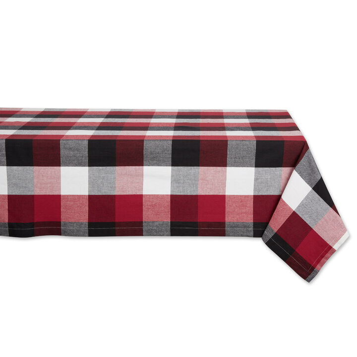 120" Cardinal Red and White Tri Color Check Rectangle Tablecloth
