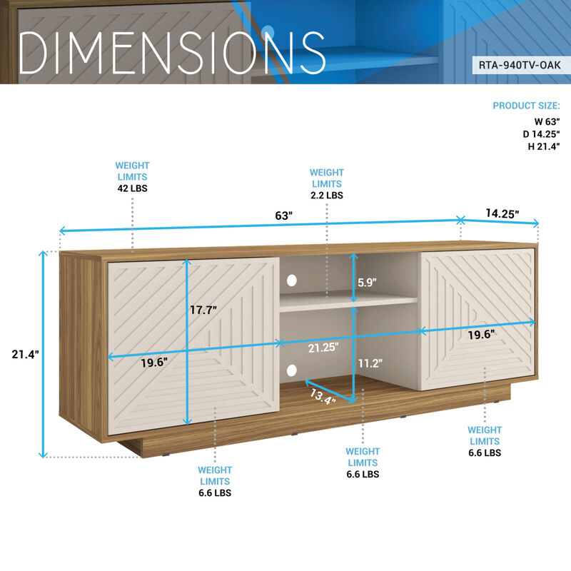 Modern TV Stand For TVs Up To 70", Oak