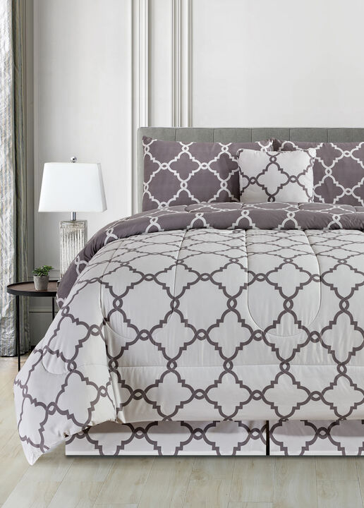 Lux Decor Collection 5 Piece Comforter Set Microfiber Reversible Duvet Insert
