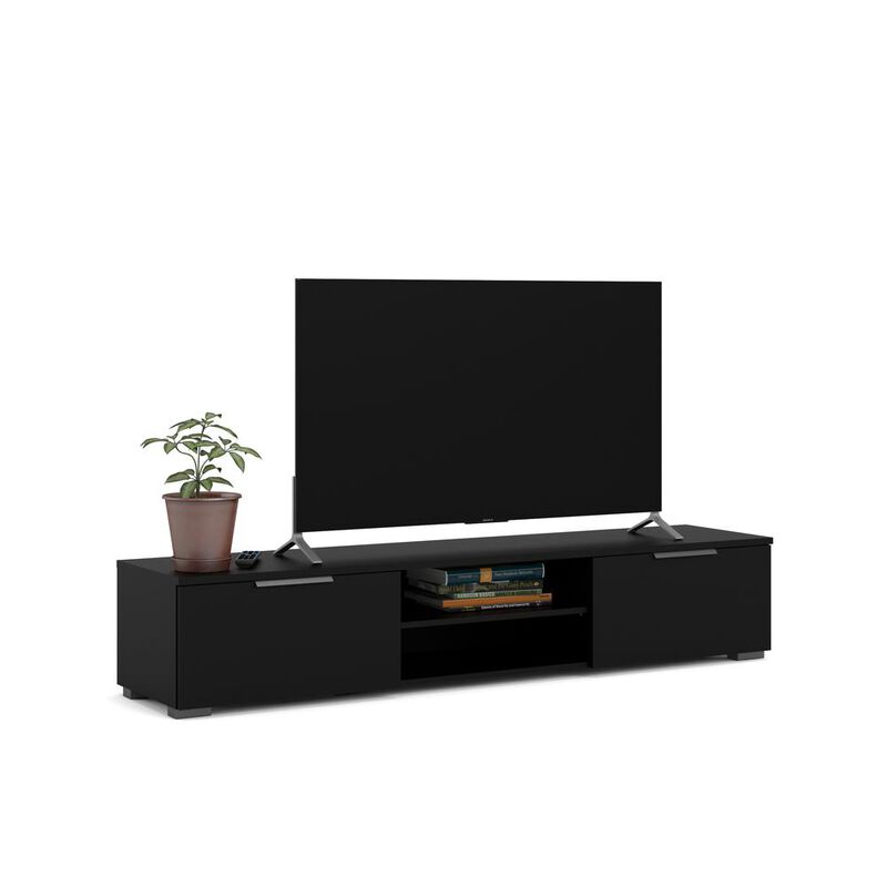 Tvilum 2 Drawer 2 Shelf TV Stand Black Matte