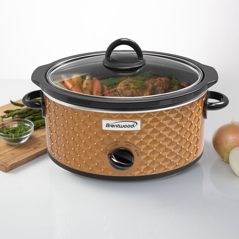 Brentwood 3.5 Quart Diamond Pattern Slow Cooker in Copper